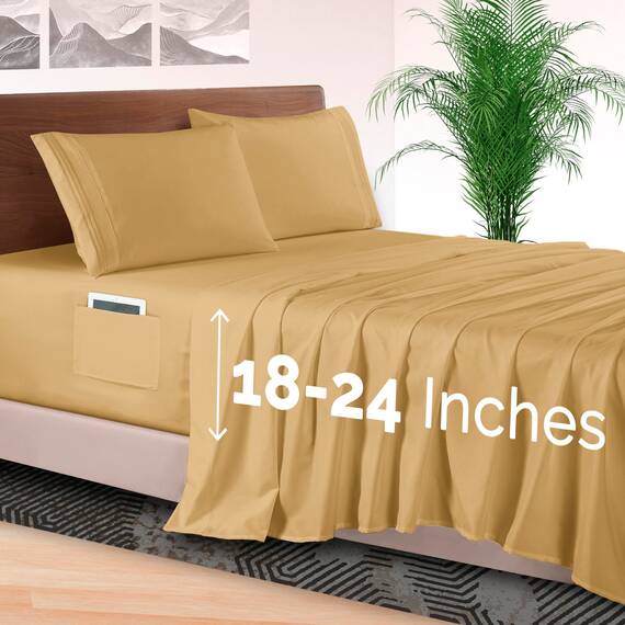 Elegant Comfort 4-teiliges Bettwäsche-Set, luxuriöse Bettwäsche aus 1500 Premium-Mikrofaser, Hotelqualität, rundum elastisch, 45,7 - 61 cm tiefes Spannbetttuch, extra tiefe Bettlaken, Kingsize,