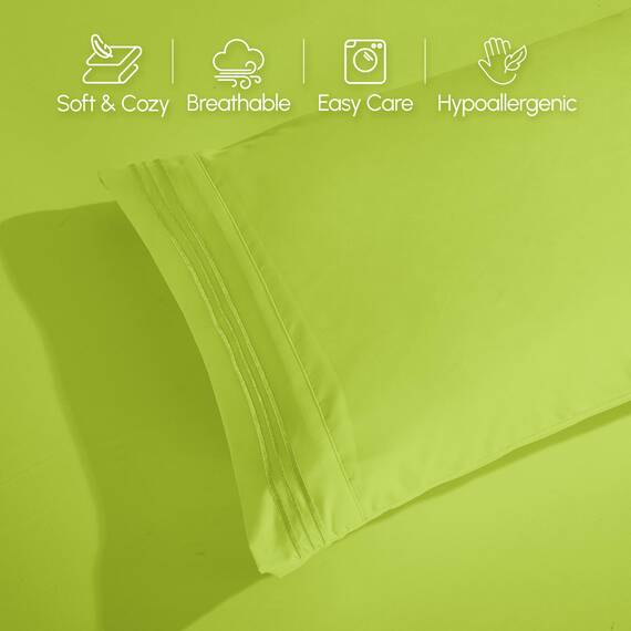 Elegant Comfort Luxuriöses 4-teiliges Bettwäsche-Set, luxuriöse Bettwäsche aus 1500 Premium-Mikrofaser, Hotelqualität, knitterfrei, kühl und atmungsaktiv, leicht elastisch, Neongrün
