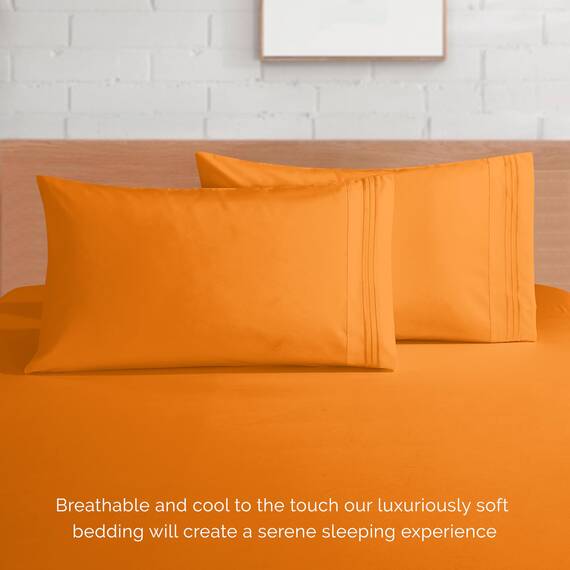 Elegant Comfort 4-teiliges Bettlaken-Set, luxuriöse Bettwäsche, 1500, hochwertige Mikrofaser, Rundumgummi, 45,7-61 cm tiefes Spannbetttuch, extra Tiefe Bettlaken, Twin/Twin XL, Persimmon