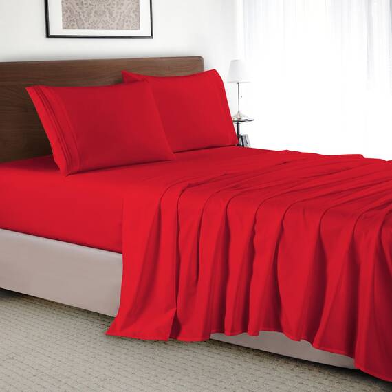 Elegant Comfort Luxuriöses 3-teiliges Bettwäsche-Set – luxuriöse Bettwäsche mit 1500 Fadenzahl, ägyptische Qualität Traditionell Full rot