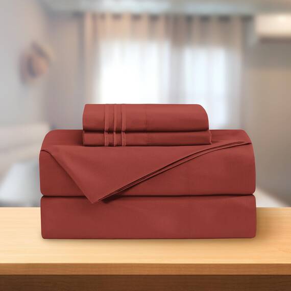Elegant Comfort Luxuriöses 3-teiliges Bettwäsche-Set – luxuriöse Bettwäsche mit 1500 Fadenzahl, ägyptische Qualität Traditionell Full Rostorange