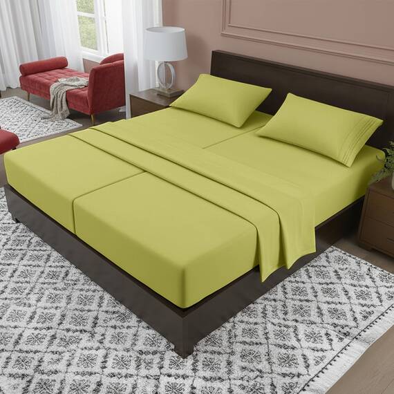 Elegant Comfort Luxuriöses 5-teiliges Bettlaken-Set, luxuriöse Bettwäsche aus 1500 Premium-Mikrofaser in Hotelqualität, knitterfrei, kühl und atmungsaktiv, leicht elastisch, Split-King-Size-Bett,
