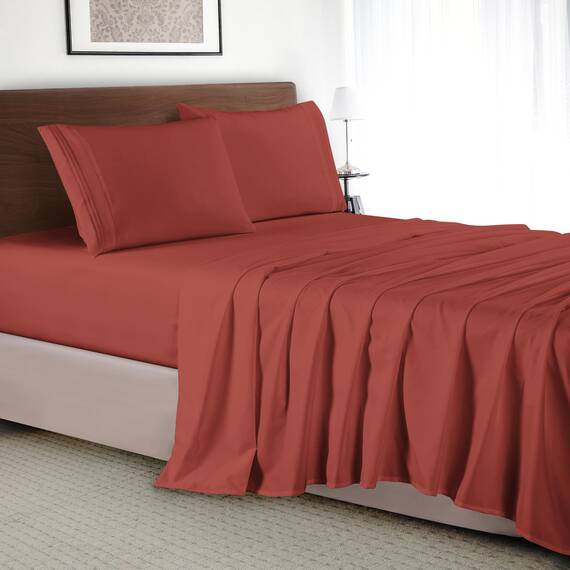 Elegant Comfort Luxuriöses 3-teiliges Bettwäsche-Set – luxuriöse Bettwäsche mit 1500 Fadenzahl, ägyptische Qualität Traditionell Full Rostorange