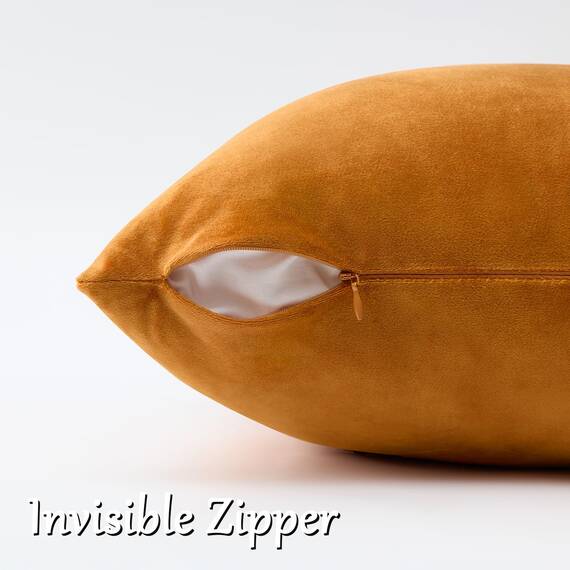 GIGIZAZA Dekorative Couch-Kissenbezüge, Set mit 2 Burnt Orange, quadratische Kissenbezüge, 61 x 61 cm, Kissenbezüge aus Samt