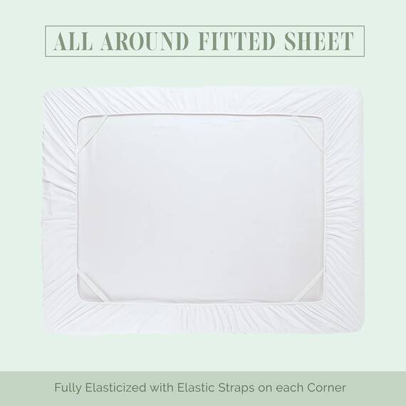 Elegant Comfort 4-teiliges Bettwäsche-Set, luxuriöse Bettwäsche 1500, hochwertige Mikrofaser, rundum elastisch, 45,7 - 61 cm tiefes Spannbetttuch, extra tiefe Bettlaken, voll, Weiß