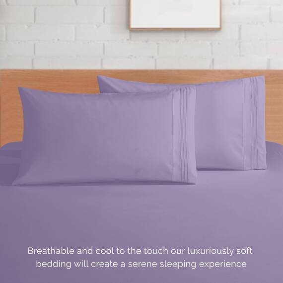 Elegant Comfort Luxus-Bettwäsche-Set, 4-teilig, 1500, hochwertige Mikrofaser, Rundumgummi, 45,7-61 cm tiefes Spannbetttuch, extra Tiefe Bettlaken, Twin/Twin XL, Violett