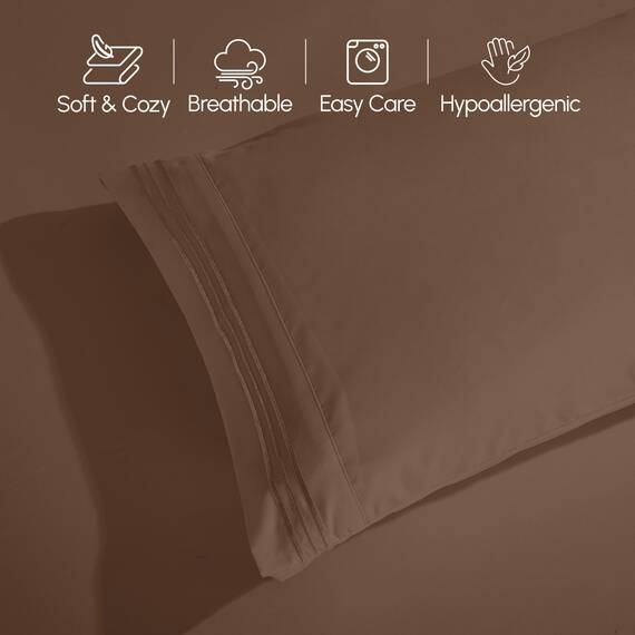 Elegant Comfort 4-teiliges Bettlaken-Set, luxuriöse Bettwäsche 1500, hochwertige Mikrofaser, rundum elastisch, 45,7-61 cm tiefes Spannbetttuch, extra Tiefe Spannbettlaken, Full, Taupe Tan