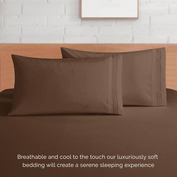 Elegant Comfort 4-teiliges Bettwäsche-Set, luxuriöse Bettwäsche aus 1500 Premium-Mikrofaser, Hotelqualität, rundum elastisch, 45,7-61 cm tiefes Spannbetttuch, extra Tiefe Bettlaken, Queensize, Taupe