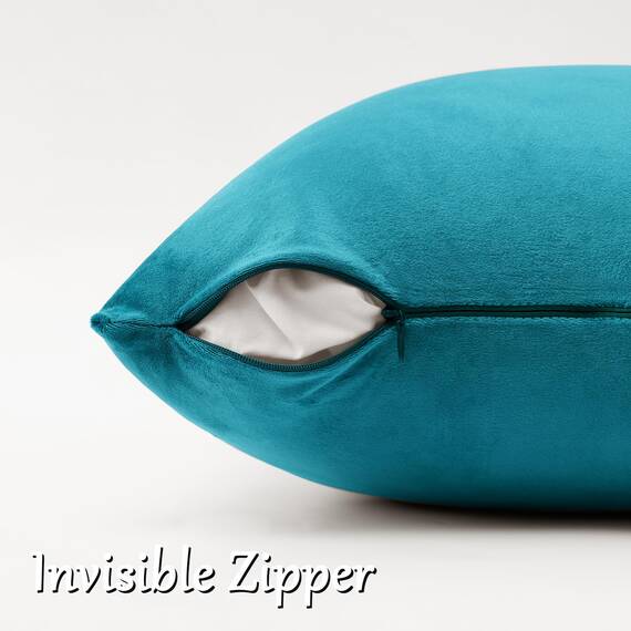 GIGIZAZA Dekorative Couch-Kissenbezüge, Set mit 2 blaugrünen Pfauengrün, quadratische Kissenbezüge, 55,9 x 55,9 cm, Kissenbezüge aus Samt