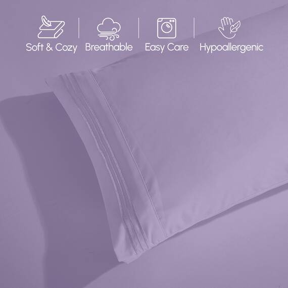 Elegant Comfort Luxus-Bettwäsche-Set, 4-teilig, 1500, hochwertige Mikrofaser, Rundumgummi, 45,7 - 61 cm tiefes Spannbetttuch, extra tiefe Bettlaken, Full, Violett