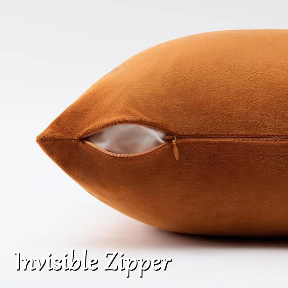 Gigizaza, dekorative Kissenbezüge, 56 x 56 cm, 2-er-Set, Samt, orangebraun (rostorange), für Sofakissen