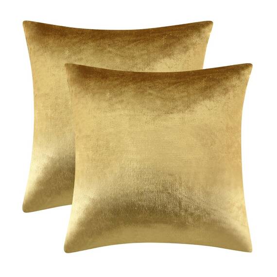 GIGIZAZA, dekorative Kissenbezüge aus Samt, für Sofa, Bett, 2 Stück, goldfarben, 50 x 50 cm