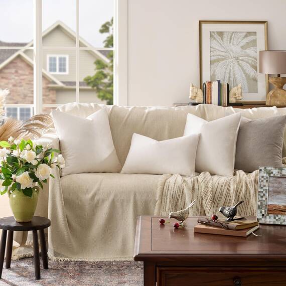 GIGIZAZA Samt-Kissenbezüge 50,8 x 50,8 cm, weich, einfarbig, Beige, dekorativ, modern, Couch, große Kissenbezüge, Wohnzimmer, Schlafzimmer, Sofa, 2 Stück