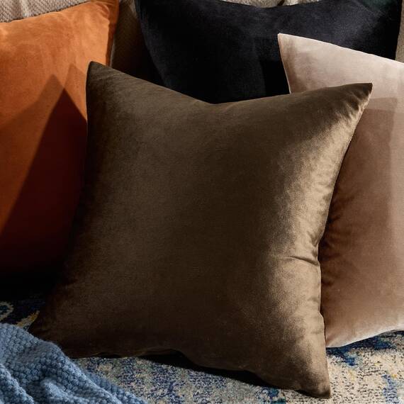 Samt-Kissenbezüge, quadratisch, einfarbig, dekorativ, modern, große Vintage-Kissenbezüge für Couch, 2 Stück, Braun, 50,8 x 50,8 cm