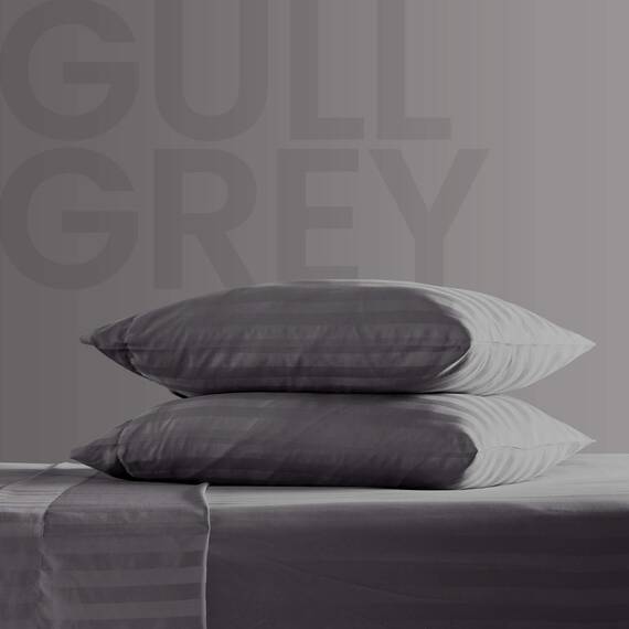 SLEEP ZONE Gestreiftes kühlendes Queen-Bettwäsche-Set – Spannbettlaken und Kissenbezüge-Sets 4-teilig – superweiches gestreiftes Bettlaken, pflegeleicht, Tiefe Tasche (Gull Grey, Queensize)