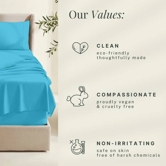 Hearth & Harbor 6 Piece Bed Sheet Set Extra Deep Pocket, Fits Mattress from 18-24 inces Depth, Queen, Beach Blue