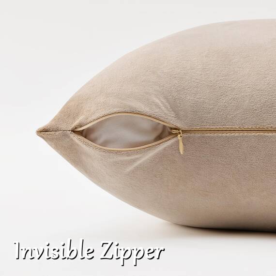 Gigizaza, dekorative Kissenbezüge, 66 x 66 cm, 2-er-Set, Samt, Boho, taupe, quadratisch, für Couch, für Sofakissen