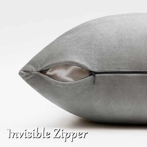 GIGIZAZA Dekorative Kissenbezüge aus Samt, für Sofa, Bett, 2 Stück, Silbergrau