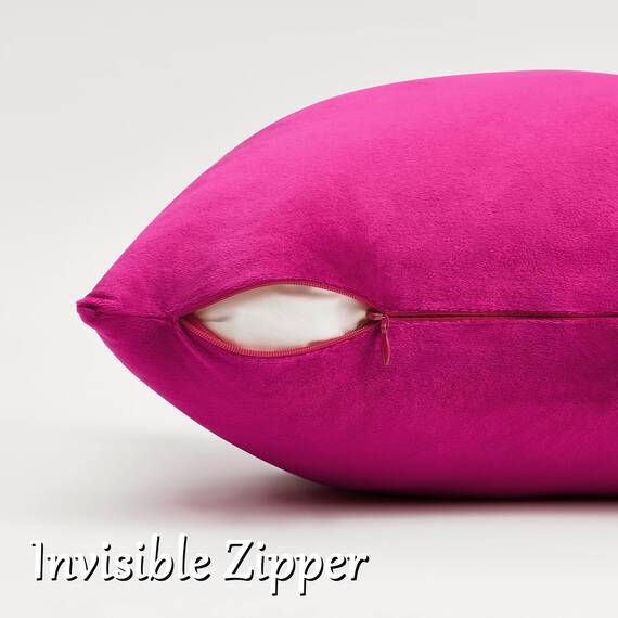 Gigizaza, dekorative Kissenbezüge, Samt, für Sofa, Couch, 2 Stück, 50 x 50 cm, pink (Hot Pink)