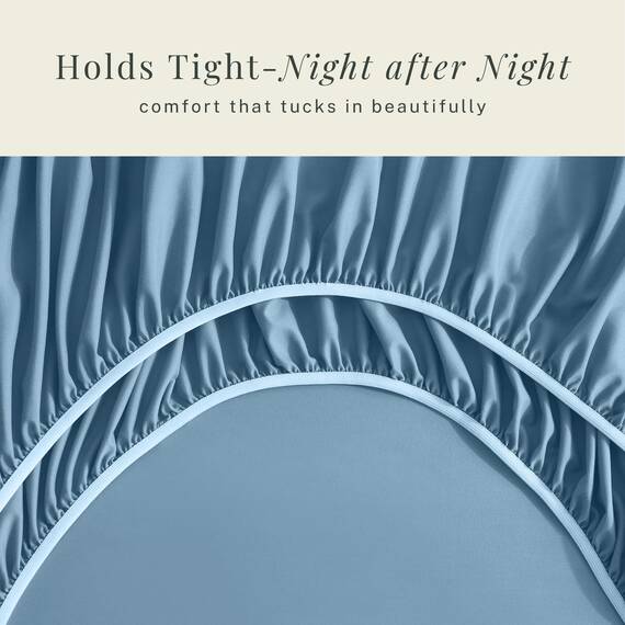 Hearth & Harbor 6 Piece Bed Sheet Set Extra Deep Pocket, Fits Mattress from 18-24 inces Depth, King, Blue Heaven