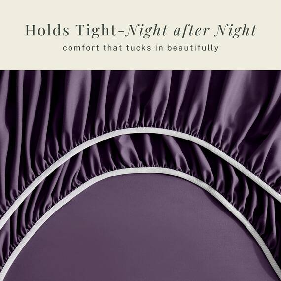 Hearth & Harbor 6 Piece Bed Sheet Set Extra Deep Pocket, Fits Mattress from 18-24 inces Depth, Split King, Eggplant