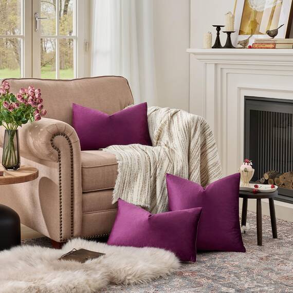 Dekorative Kissenbezüge aus Samt, für Sofa, Bett, 2 Stück, Violett