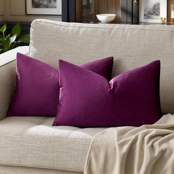 Dekorative Kissenbezüge aus Samt, für Sofa, Bett, 2 Stück, Violett