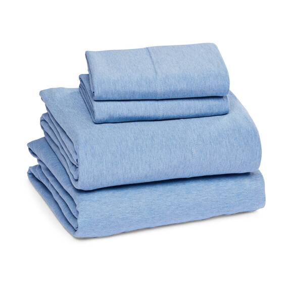 Amazon Basics 4 Stück Bettlaken-Set aus Jersey, King, Himmelblau, Einfarbig