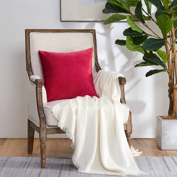 GIGIZAZA Dekorative Samt-Kissenbezüge für Sofa, Bett, 2 Stück, rot