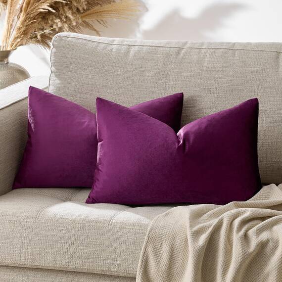 Dekorative Kissenbezüge aus Samt, für Sofa, Bett, 2 Stück, Violett