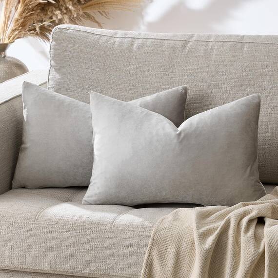 GIGIZAZA Dekorative Kissenbezüge aus Samt, für Sofa, Bett, 2 Stück, Silbergrau