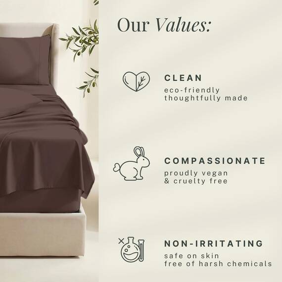 Hearth & Harbor 6 Piece Bed Sheet Set Extra Deep Pocket, Fits Mattress from 18-24 inces Depth, Split King, Brown