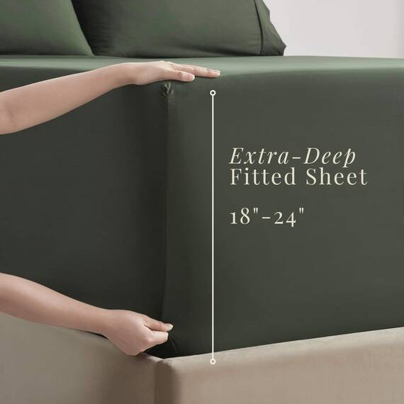 Hearth & Harbor Bettwäsche-Set, extra tiefes Spannbettlaken, luxuriöses, weiches 6-teiliges Set, passend für Matratzen bis 53,3 cm, doppelt gebürstet, Bettlaken und Kissenbezüge