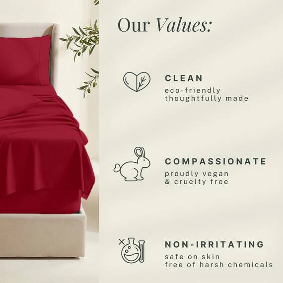 Hearth & Harbor 6 Piece Bed Sheet Set Extra Deep Pocket, Fits Mattress from 18-24 inces Depth, King, Burgundy