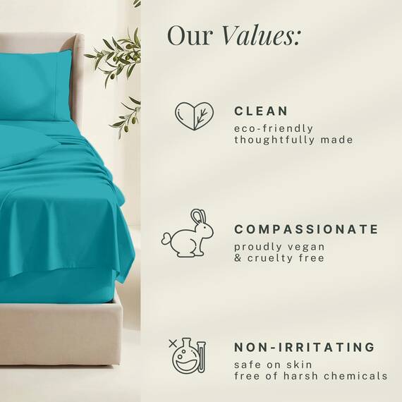 Hearth & Harbor 6 Piece Bed Sheet Set Extra Deep Pocket, Fits Mattress from 18-24 inces Depth, Queen, Teal