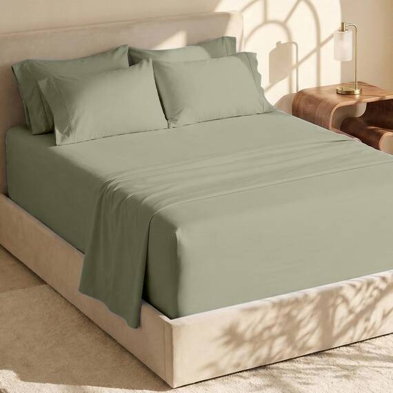 Hearth & Harbor 4 Piece Bed Sheet Set Extra Deep Pocket, Fits Mattress from 18-24 inces Depth, Twin XL, Sage