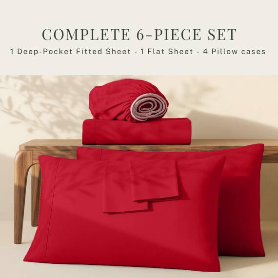 Hearth & Harbor Extra Tiefe Bettlaken – passend für Matratzen mit Einer Tiefe von 45,7-61 cm – extra Tiefe Bettlaken in voller Größe – 6-teiliges Bettlaken in voller Größe – volle Bettlaken mit