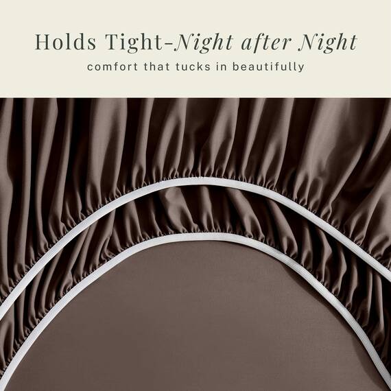 Hearth & Harbor 4 Piece Bed Sheet Set Extra Deep Pocket, Fits Mattress from 18-24 inces Depth, Twin, Brown