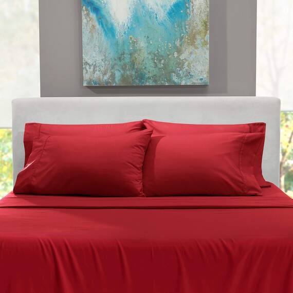 Hearth & Harbor 6 Piece Bed Sheet Set Extra Deep Pocket, Fits Mattress from 18-24 inces Depth, King, Burgundy