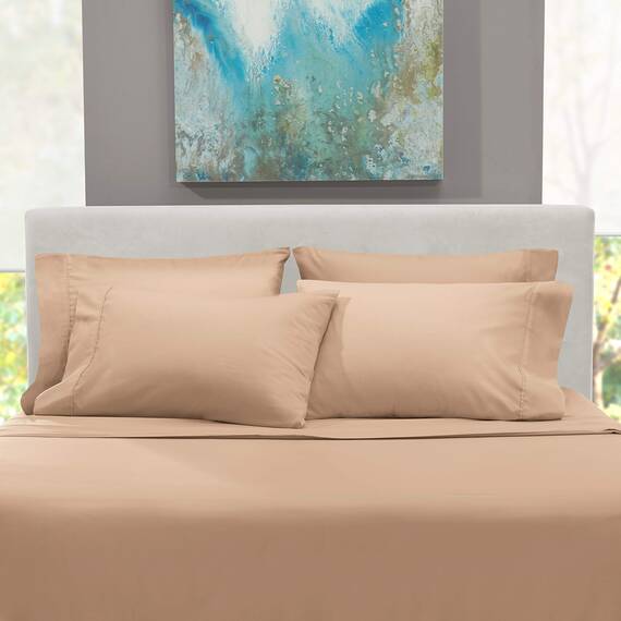 Hearth & Harbor 6 Piece Bed Sheet Set Extra Deep Pocket, Fits Mattress from 18-24 inces Depth, Split King, Taupe