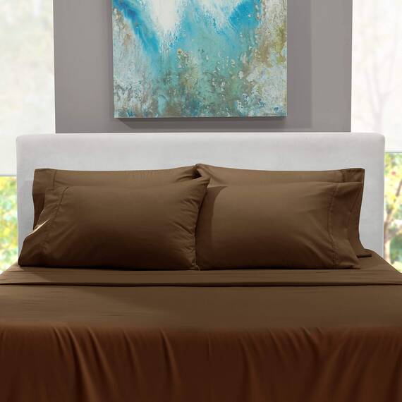 Hearth & Harbor 4 Piece Bed Sheet Set Extra Deep Pocket, Fits Mattress from 18-24 inces Depth, Twin XL, Brown