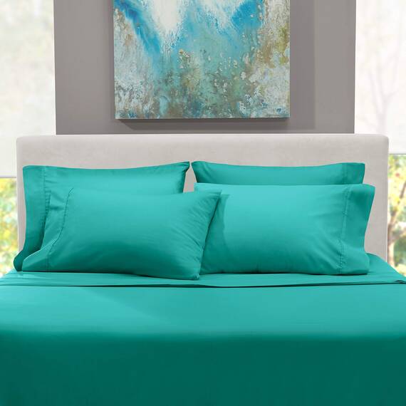 Hearth & Harbor 6 Piece Bed Sheet Set Extra Deep Pocket, Fits Mattress from 18-24 inces Depth, Queen, Teal