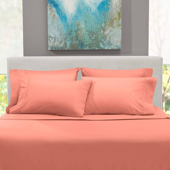 Hearth & Harbor 6 Piece Bed Sheet Set Extra Deep Pocket, Fits Mattress from 18-24 inces Depth, California King, Misty Rose