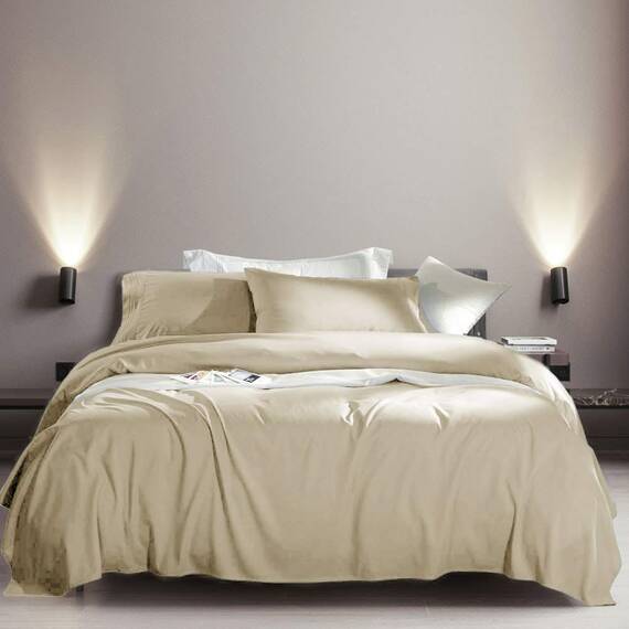 SONORO KATE Bettwäsche-Set, superweiche Mikrofaser, Fadenzahl 1800, luxuriös, ägyptische Bettlaken, passend für 45.7 - 61 cm tiefe Taschenmatratze, 6-teiliges Set (Beige, California King)