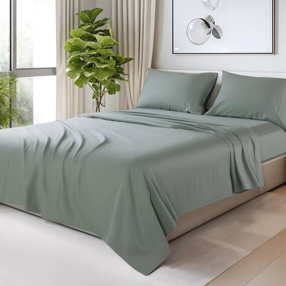 SONORO KATE Bettlaken aus 100 % ägyptischer Baumwolle, Fadenzahl 1200, luxuriöses und kühlendes Hotel-Baumwoll-Bettwäsche-Set, 4-teilig, Satingewebe für ein weiches Gefühl, passend für Matratzen bis