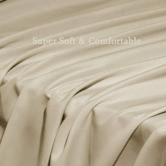 SONORO KATE Bettlaken-Set, superweiche Mikrofaser, Fadenzahl 1800, luxuriös, ägyptische Bettlaken, passend für 45.7 - 61 cm tiefe Taschenmatratzen, 4-teiliges Set (Beige, Twin XL)