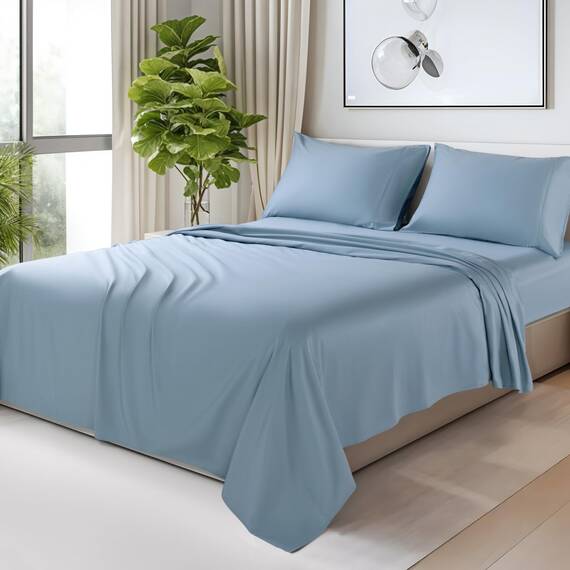 SONORO KATE Bettlaken aus 100 % ägyptischer Baumwolle, Fadenzahl 1200, luxuriöses und kühlendes Hotel-Baumwoll-Bettwäsche-Set, 4-teilig, Satingewebe für ein weiches Gefühl, passend für Matratzen bis