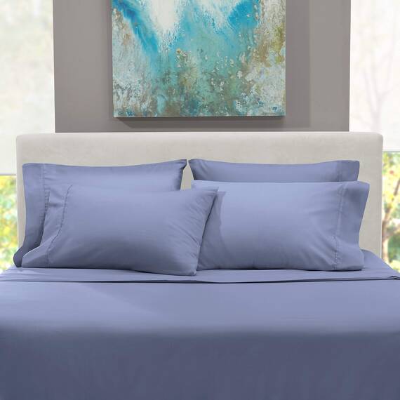 Hearth & Harbor 6 Piece Bed Sheet Set Extra Deep Pocket, Fits Mattress from 18-24 inces Depth, Full, Steel Blue