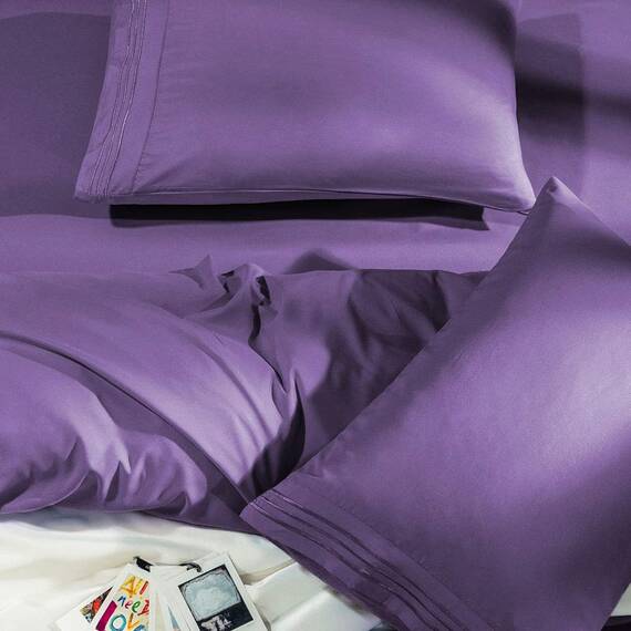 SONORO KATE Bettlaken-Set, superweiche Mikrofaser, Fadenzahl 1800, luxuriös, ägyptische Bettlaken, passend für 45.7 - 61 cm tiefe Taschenmatratzen, 4-teiliges Set (lila, Twin XL)