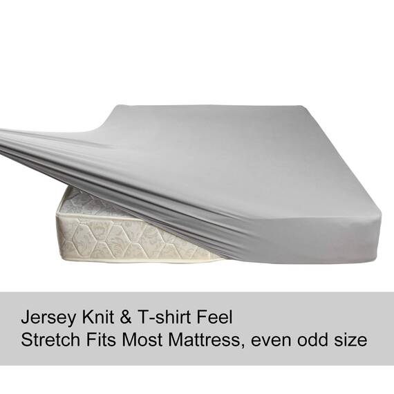 JackFum King Size Fitted Sheet Only - 4-Way Stretch Knit, Snug Fit, Wrinkle Free & Stay in Place, No More Slipping Off for Mattress, Soft & Comfortable - Light Gray, King